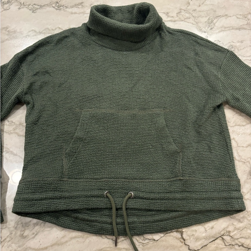 Sweaty Betty after class organic cotton blend long line sweatshirt in nori green